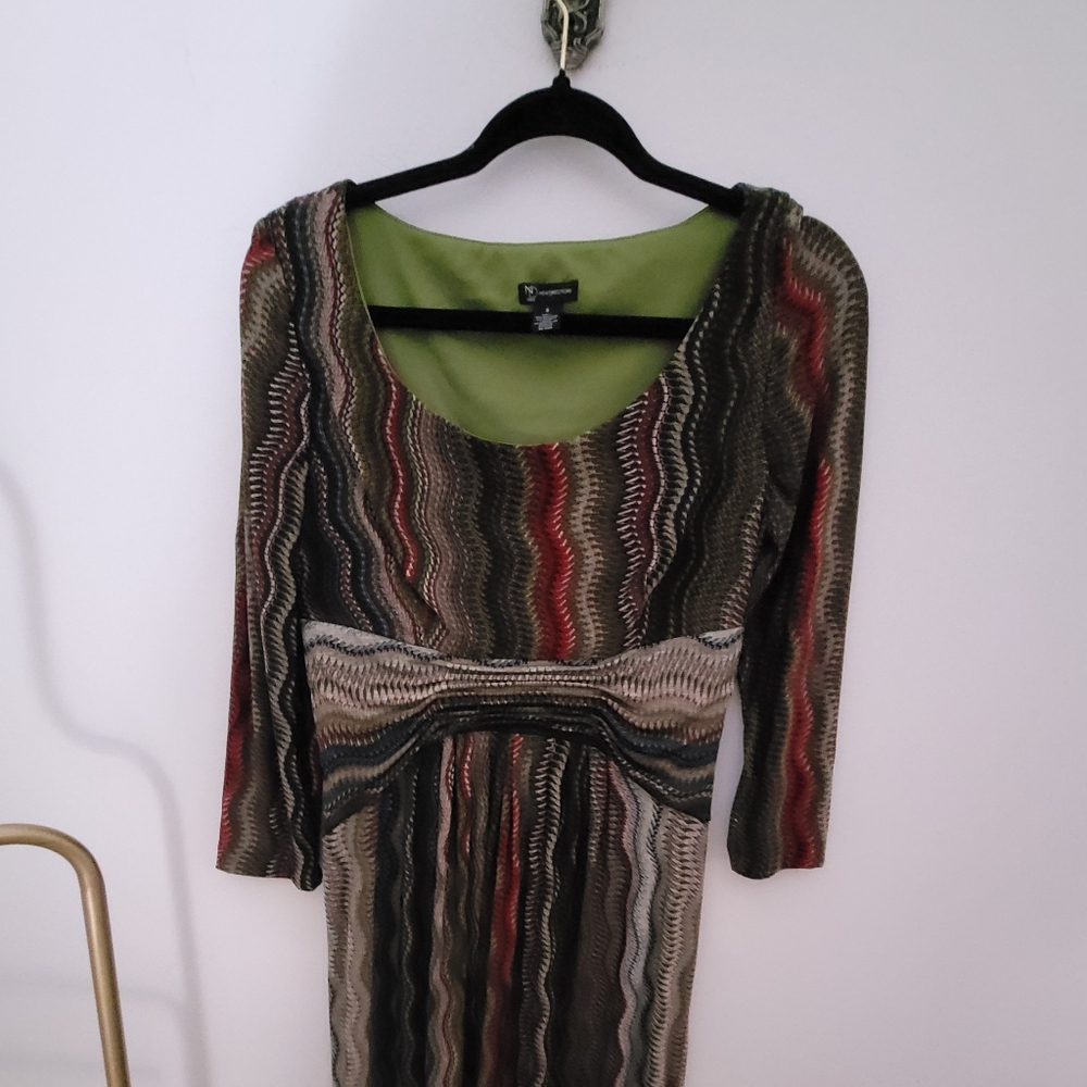 Olive red multicolor dress